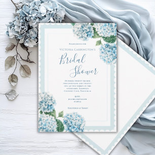 Blauwe Bloemige Hydrangea Elegante Bruiloft Feest Kaart