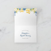 Blauwe bloemige Lemon Main Squeeze Bruidsfeest Bedankkaart (Binnen)