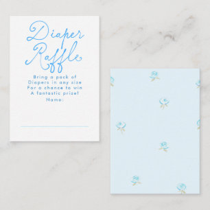 Blauwe bloemige leuke luierraffle baby shower tick informatiekaartje
