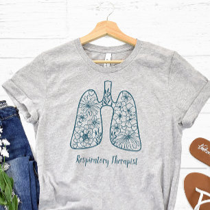 Blauwe Bloemige Longfunctieanalist T-shirt