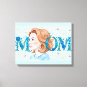 Blauwe Bloemige Moeder Canvas Afdruk (Voorkant)