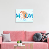 Blauwe Bloemige Moeder Canvas Afdruk (Insitu (Woonkamer))