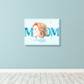 Blauwe Bloemige Moeder Canvas Afdruk (Insitu (Houten vloer))