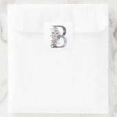 Blauwe Bloemige Monogram Initiaal B Vierkante Sticker (Tas)