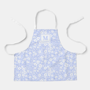 Blauwe Bloemige Monogram Meisjes Schort
