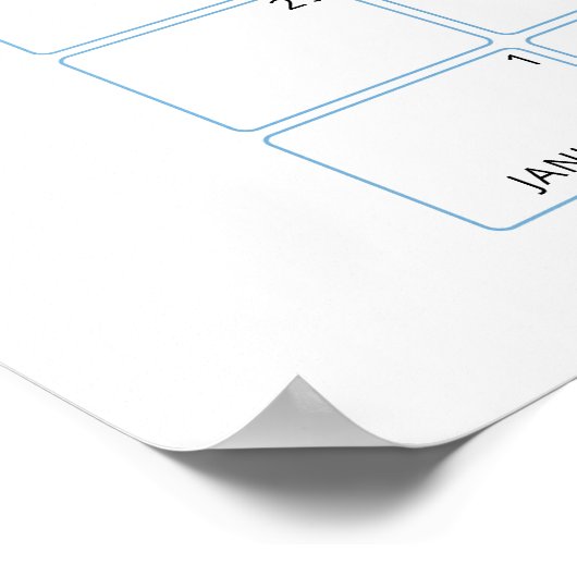 Blauwe bloemige Raad de vervaldatum kalender Poste Poster (Hoek)