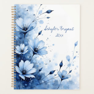 Blauwe Bloemige Spiraalgebonden Abstracte Bloem Bo Planner