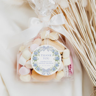 Blauwe Bloemige Theepartij voor de Bruid Ronde Sticker