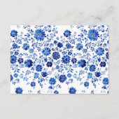 Blauwe bloemige trouw-RSVP QR-code responskaart Informatiekaartje (Achterkant)