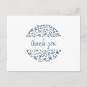 Blauwe bloemige waterverf bedankt briefkaart (Voorkant)