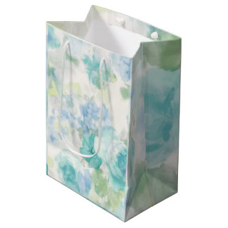 Blauwe bloemige waterverf bruiloft douche verjaard medium cadeauzakje
