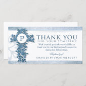 Blauwe Bloemkruis Monogram Bedankt Medeleven (Voorkant / Achterkant)