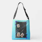 Blauwe bloemmahjong met zijdehandtas crossbody tas (Achterkant)