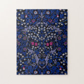 Blauwe bloemprint van oude datum, William Morris Legpuzzel (Verticaal)
