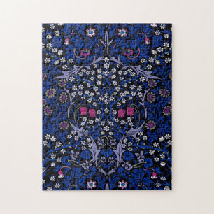 Blauwe bloemprint van oude datum, William Morris Legpuzzel