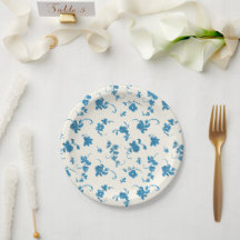 Blauwe Bloemrijke Franse Rococo Elegant