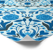 Blauwe bloemtegels poster (Hoek)