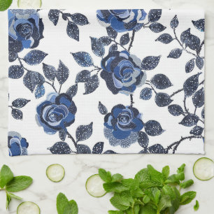 Blauwe Bloemtuinen Theedoek