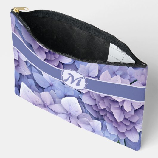 Blauwe Bloesem Hydrangea Monogram Etui (Open)