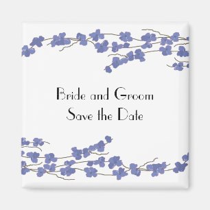 Blauwe Bloesems Save the Date Magneet