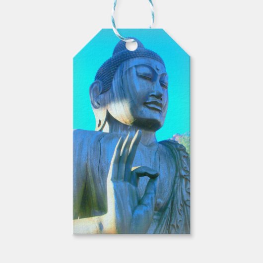 blauwe boeddha cadeaulabel (Voorkant)