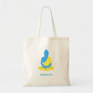 Blauwe boeddha namaste tote bag