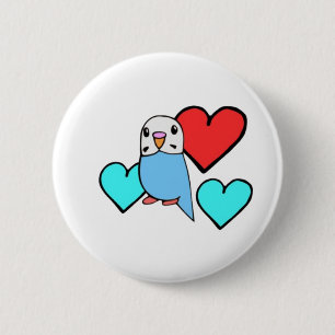 Blauwe boedgie met hart ronde button 5,7 cm