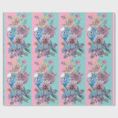 Blauwe boedgie Rozen kunstbloemen Budgies Parrot R Cadeaupapier (Vlak)