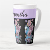 Blauwe boedgie Rozen Lavender paarse kunst Mok sch (Rechterhoek)