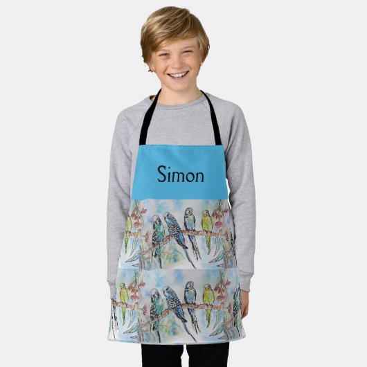 Blauwe boedgie Waterverf boys Kinder Apron Schort (Gedragen)