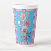 Blauwe boedgie Waterverf florale Dames latte Mok (Voorkant)