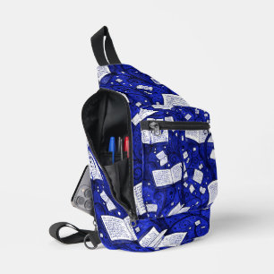 Blauwe boeken achtergrond sling bag