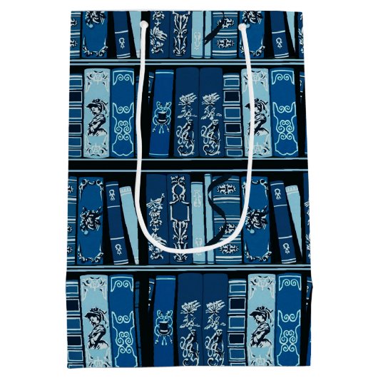 Blauwe boekenplanken boeken medium cadeauzakje (Achterkant)