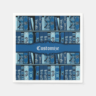 Blauwe boekenplanken boeken servet