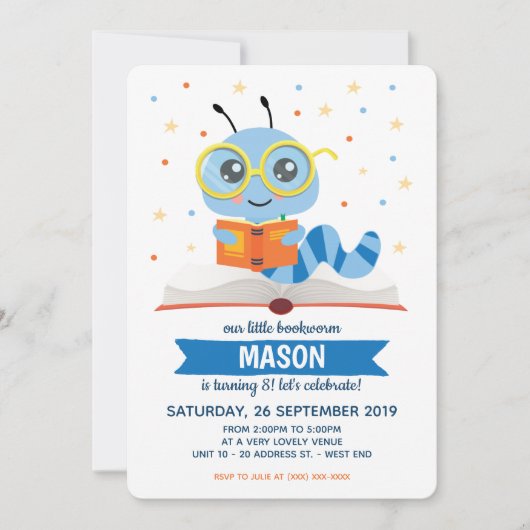 Blauwe boekenwedstrijd kaart (Voorkant)