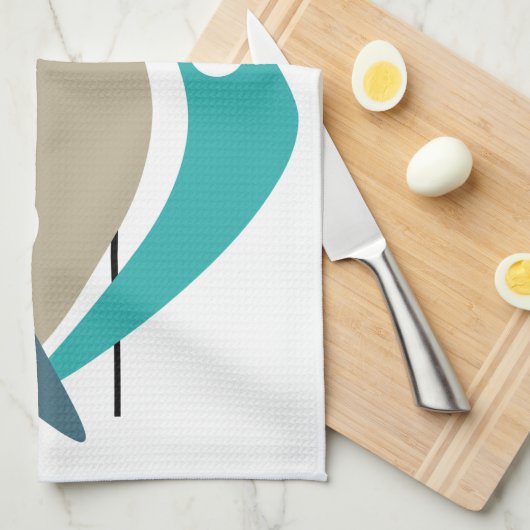 Blauwe boemerangs uit het midden van de eeuw, jare theedoek (Quarter Fold)