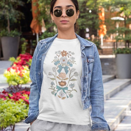 Blauwe Bogen en Bloemen T-shirt