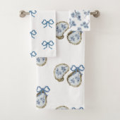 Blauwe bogen oesters en bloemen bad handdoek (Insitu)