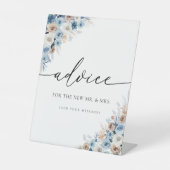 Blauwe Boho Bloemen Advies Teken Reclamebord Met Voetstuk (Voorkant)