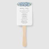 Blauwe Boho Bloemen Trouwprogramma Handwaaier (Achterkant)