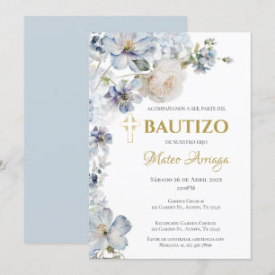 Blauwe Boho doop Kaart