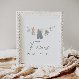 Blauwe Boho Jongens Babykleren Baby Shower Favoren Poster