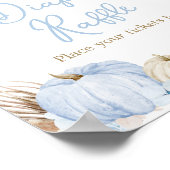 Blauwe Boho Pompoen Baby shower Luier Raffle Poster (Hoek)