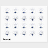 Blauwe Boho Rozen Liefde & Dank Bruidsfeest Ronde Sticker (Vel)