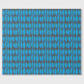 Blauwe boho veren blauw en grijs cadeaupapier (Vlak)