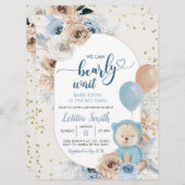 Blauwe boho wacht op baby shower uitnodiging (Voorkant / Achterkant)