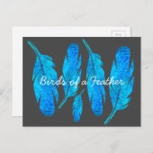 Blauwe boho waterverf vether briefkaart (Voorkant / Achterkant)