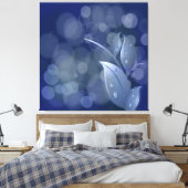 Blauwe Bokeh bladeren gewikkeld canvas Afdruk (Insitu (Slaapkamer))