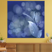 Blauwe Bokeh bladeren gewikkeld canvas Afdruk (Insitu (Woonkamer))