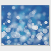 Blauwe Bokeh feestverlichting Cadeaupapier (Vlak)